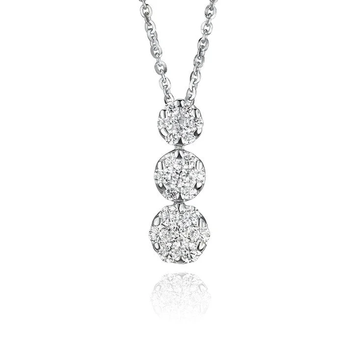 unique gold pendant necklace for women -18K White Gold and Cubic Zirconia Drop Necklace