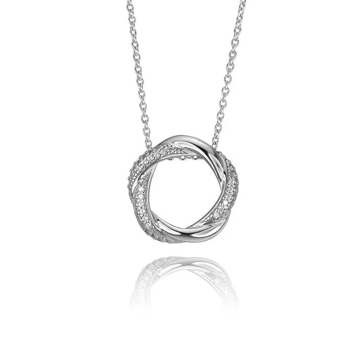 crystal pendant necklace for layering -18K White Gold Cubic Zirconia Eternity Necklace