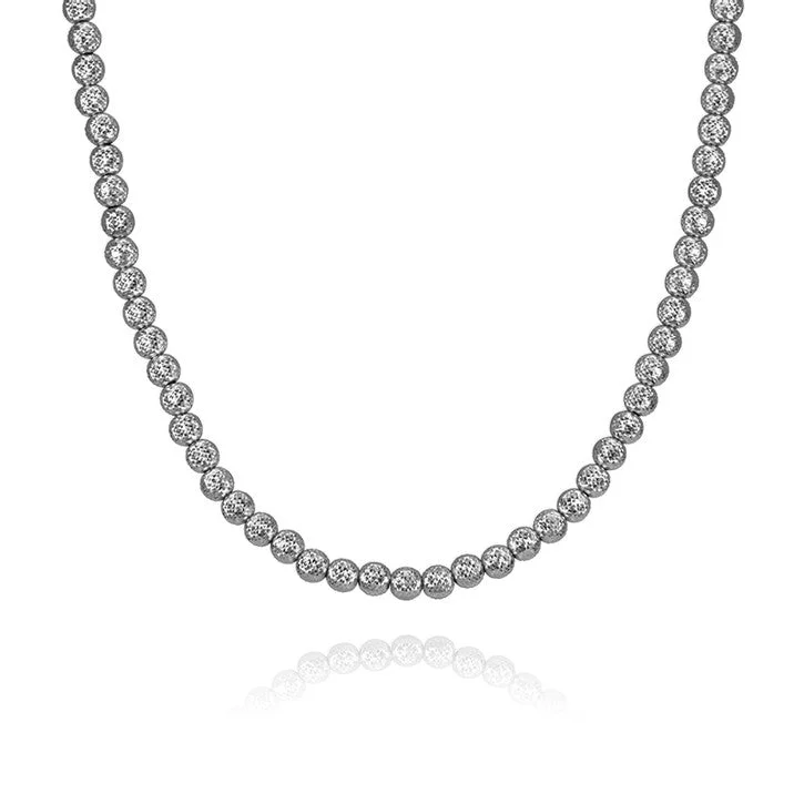 silver teardrop necklace for women -18K White Gold Hammered Ball Link Chain