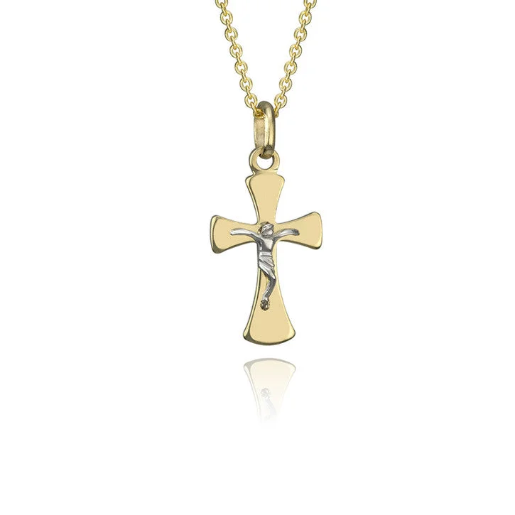 sterling silver heart necklace for women -18K Yellow and White Gold Two Tone Cross Pendant