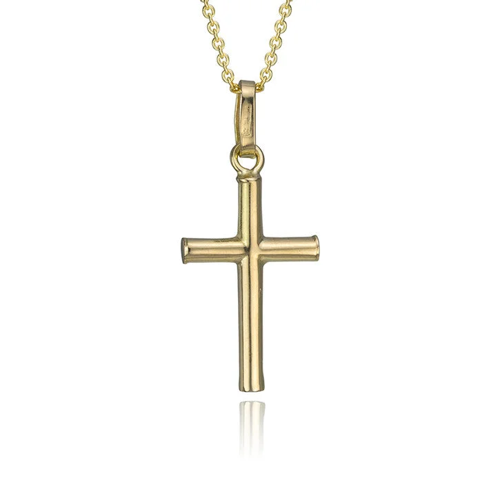 gold necklace with charm for women -18K Yellow Gold Cross Pendant