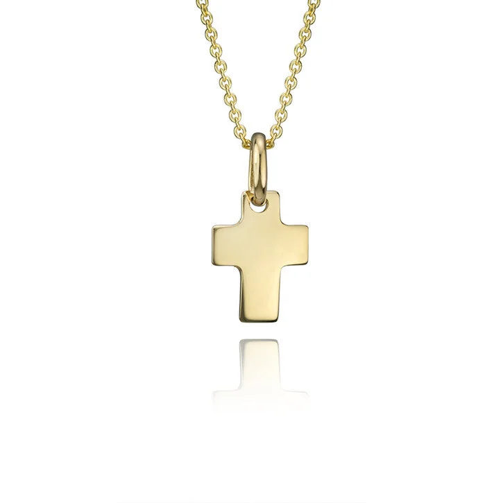 crystal pendant necklace for layering -18K Yellow Gold Cross Pendant