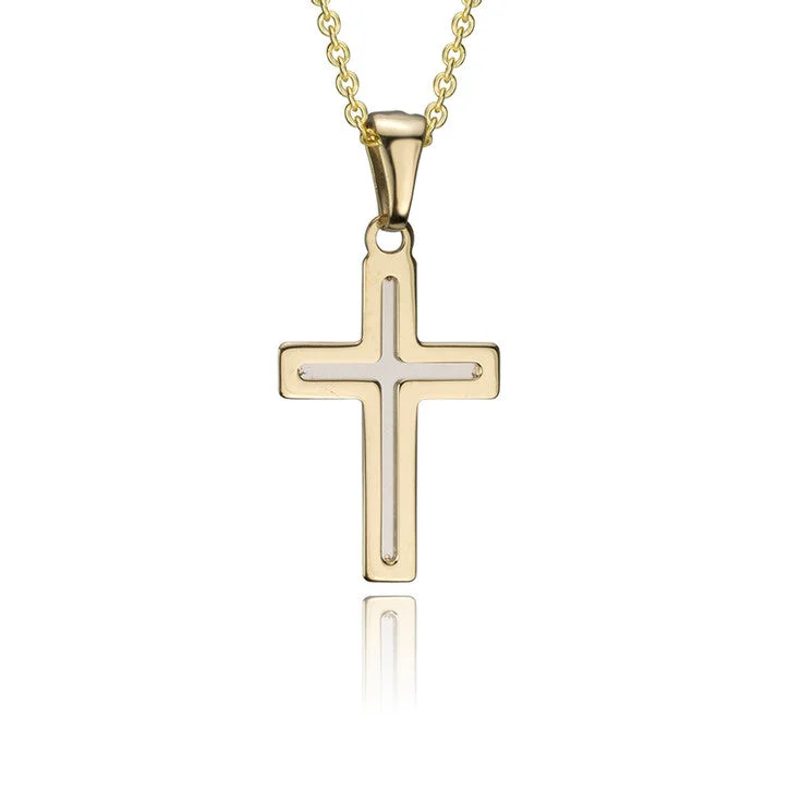 crystal bead necklace for women -18K Yellow Gold Cross Pendant