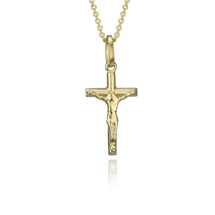 gold cross pendant necklace for women -18K Yellow Gold Cross Pendant