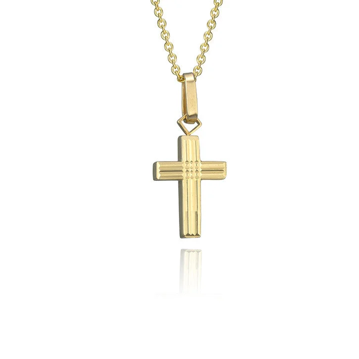 dainty layered chain necklace for women -18K Yellow Gold Cross Pendant