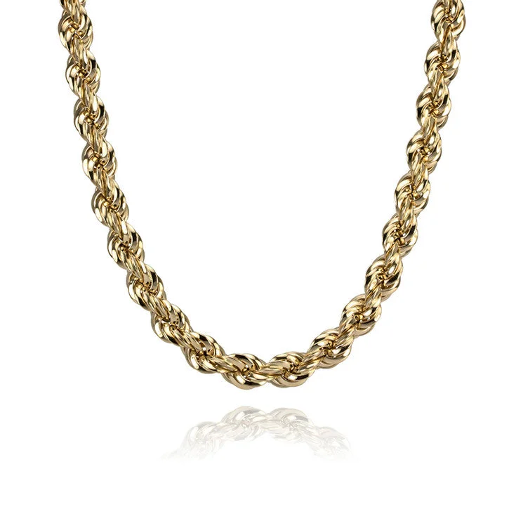 gold pendant necklace for women -18K Yellow Gold Rope Link Chain