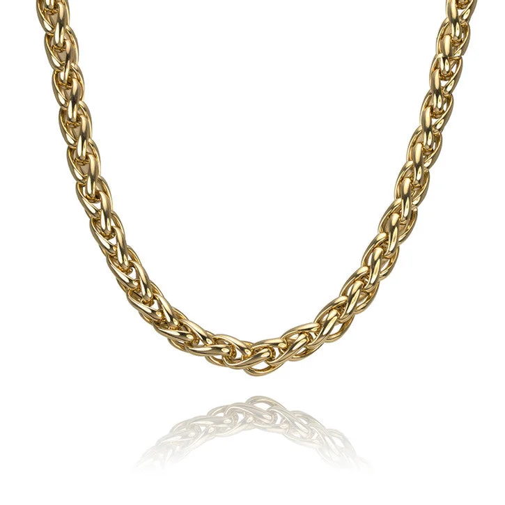 heart-shaped locket necklace for gifts -18K Yellow Gold Spiga Link Chain