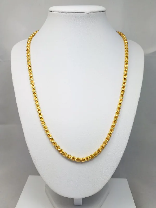 crystal pendant necklace for layering -20" Show Stopping Handmade Solid 23k Yellow Gold Fancy Link Chain Necklace