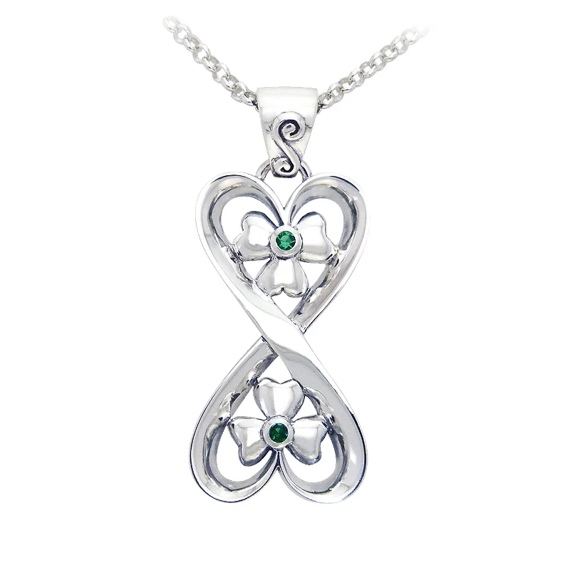 multi-stone pendant necklace for women -Connected Hearts - Spirit of Danu Shamrock Pendant Sterling Silver 18" Necklace