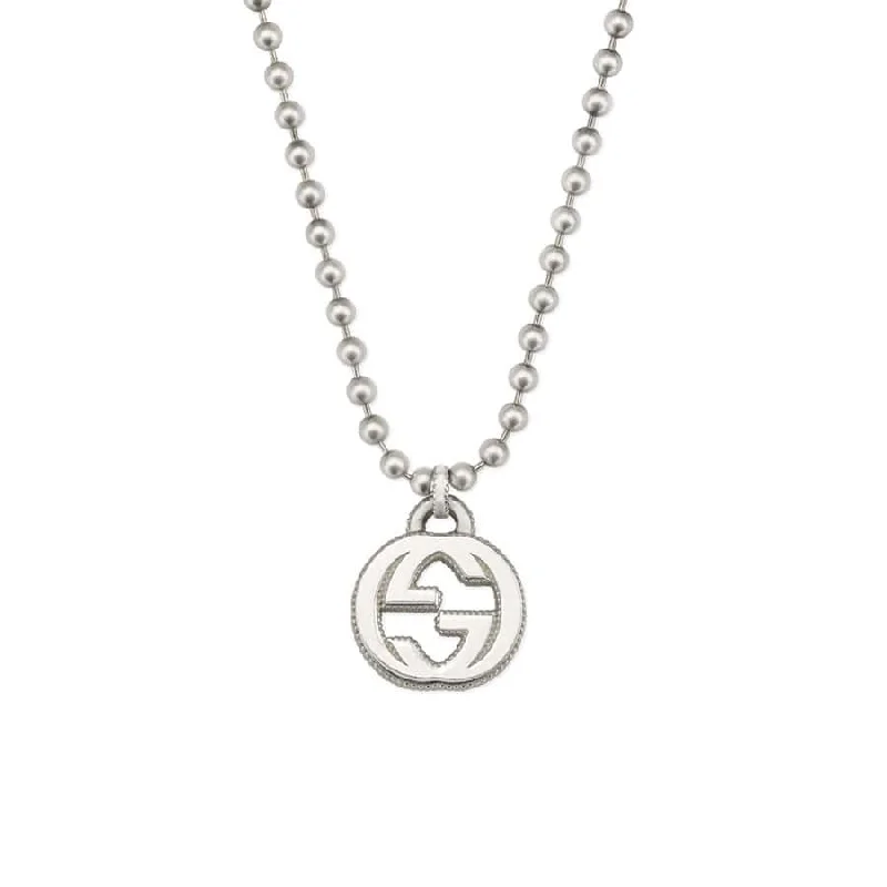 fashion statement necklace for women -Gucci Silver Interlocking G Pendant Necklace