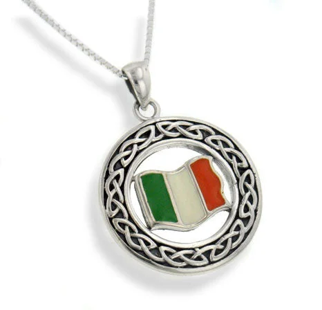 celestial star pendant necklace for women -Irish Celtic Knot Flag of Ireland Pendant 20" Necklace