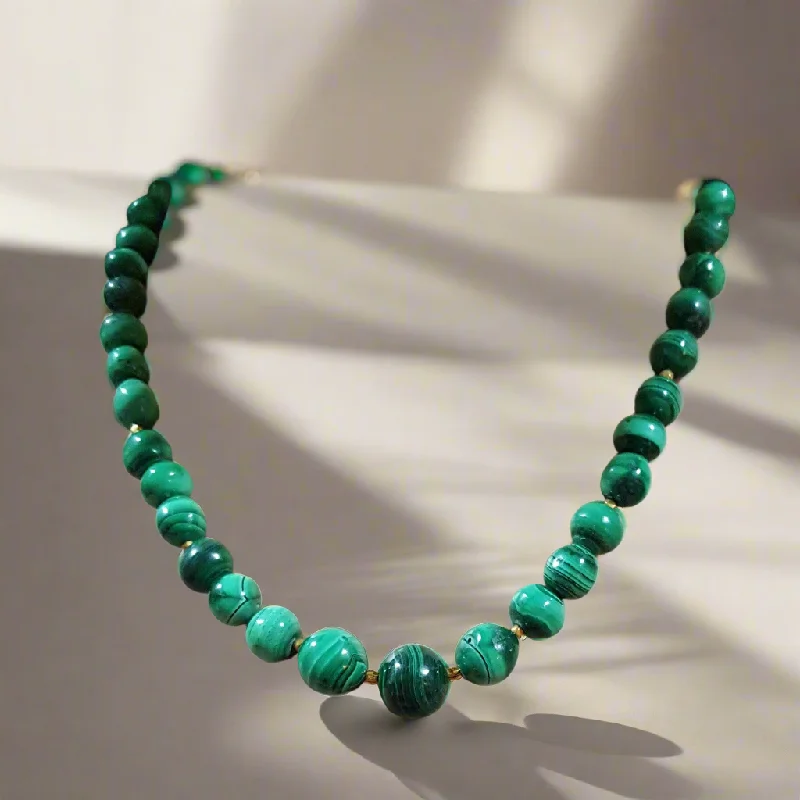 gemstone birthstone necklace for women -Necklaces with Malachite stones and gold 185k elements