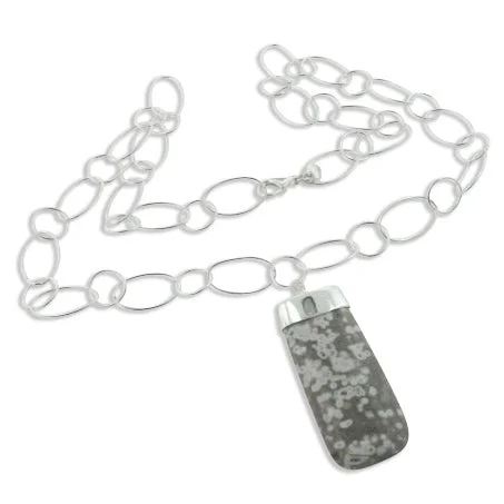 diamond solitaire necklace for women -Ocean Jasper Pendant Sterling Silver Oval 22" Necklace