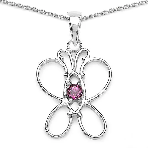 personalized zodiac necklace for men -Pink Topaz Gemstone Sterling Silver Butterfly Pendant Necklace