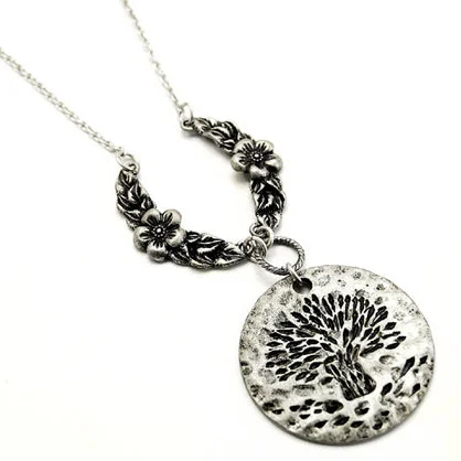 sterling silver heart necklace for women -Primitive Long Tree of Life Pendant 27" to 30" Necklace