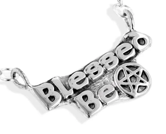 sapphire pendant necklace for women -Sterling Silver Blessed Be Pentacle Wiccan Necklace