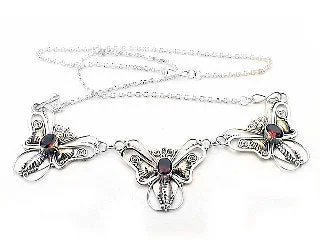 stylish chain necklace for men -Unique Sterling Silver Genuine Garnet Butterfly Necklace - 17"