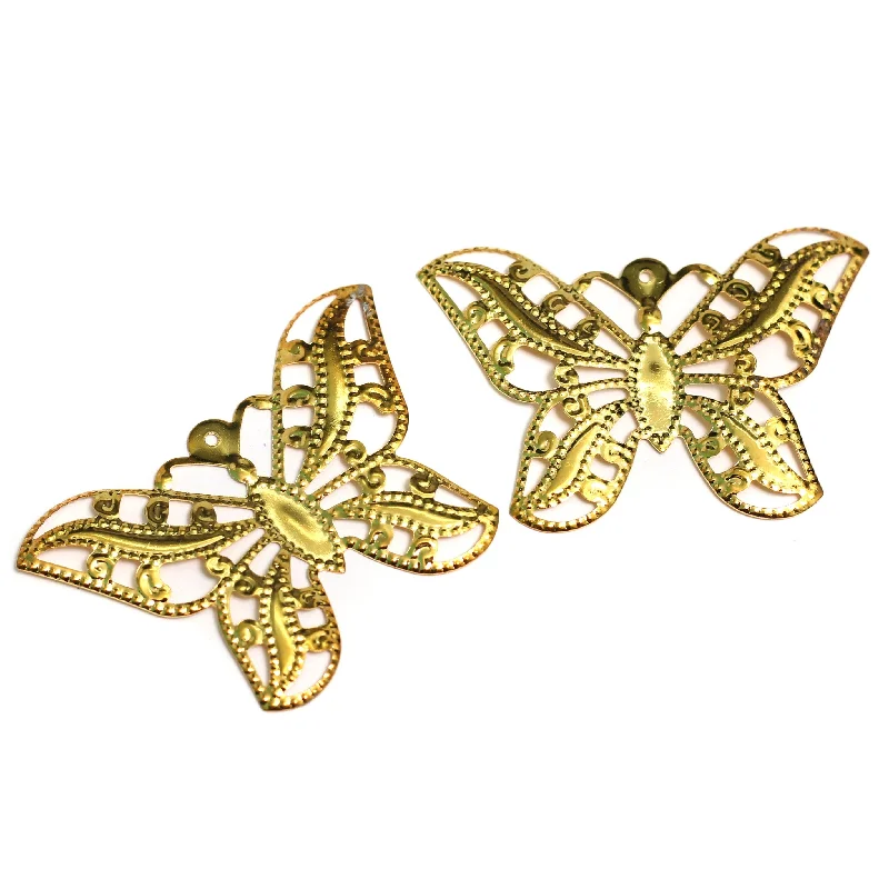 Artistic pearl earrings for creative style -2 inch Brass Butterfly Earrings Components