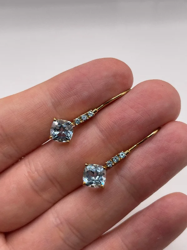 Crystal hoop earrings for fashionable outfits -9ct gold blue topaz earrings