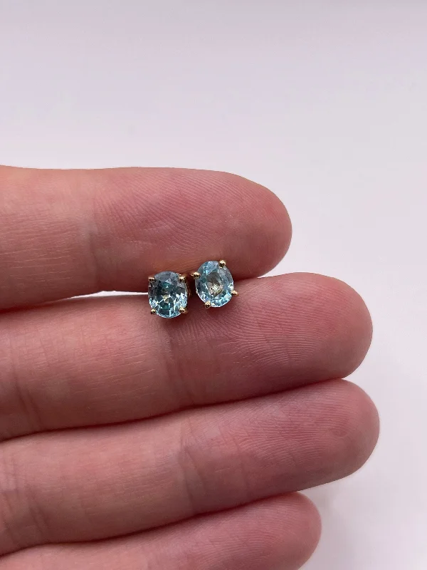 Rose gold earrings for sophisticated charm -9ct gold blue zircon earrings