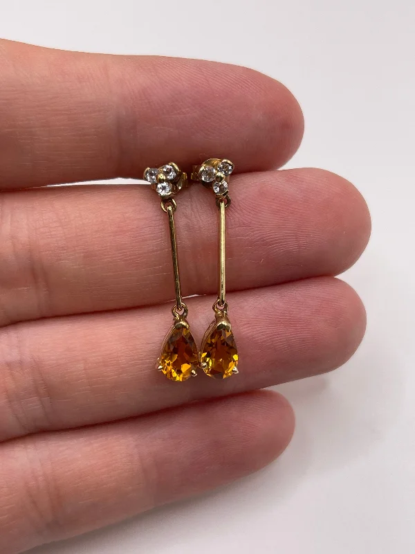 Vintage crystal earrings for retro-inspired looks -9ct gold citrine and topaz earrings