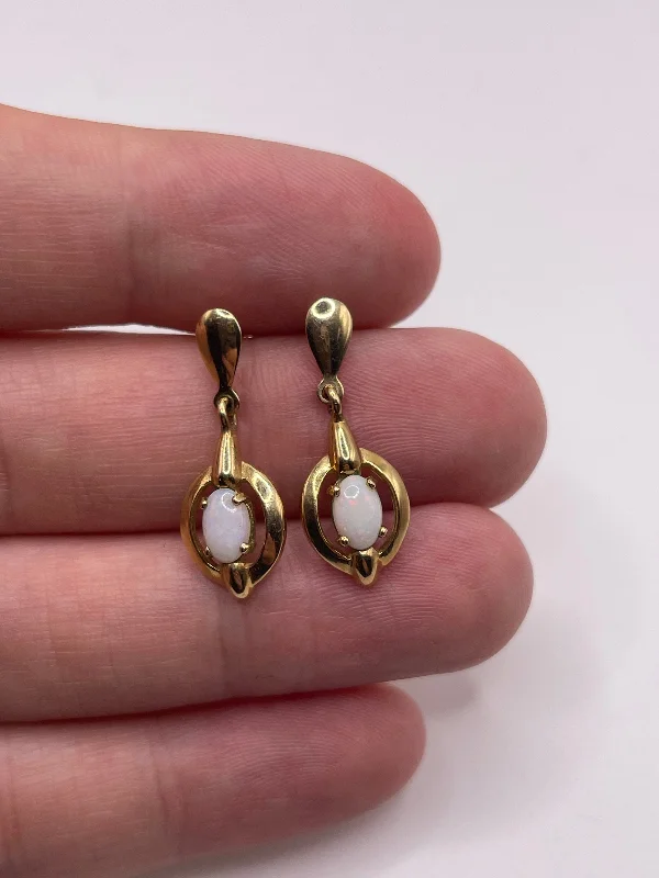 Trendy hoop earrings for stylish women -9ct gold opal earrings