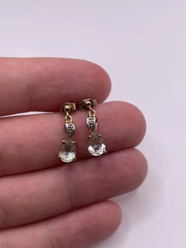 Cute animal-shaped earrings for quirky style -9ct gold quartz and diamond earrings