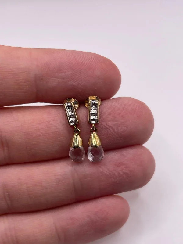 Bold geometric earrings for creative fashion -9ct gold quartz and diamond earrings