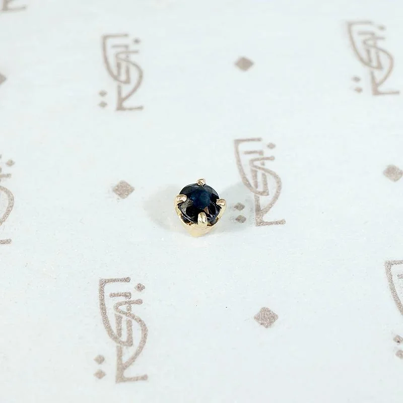 Minimalist gold earrings for casual chic -Antique .20ct Indigo Blue Sapphire Single Stud