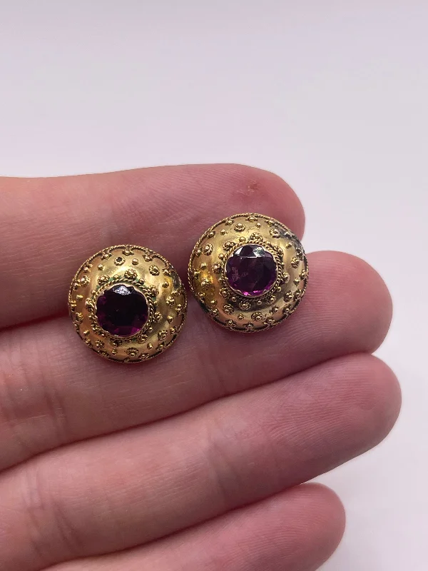 Unique designer earrings for standout outfits -Antique 15ct gold garnet earrings