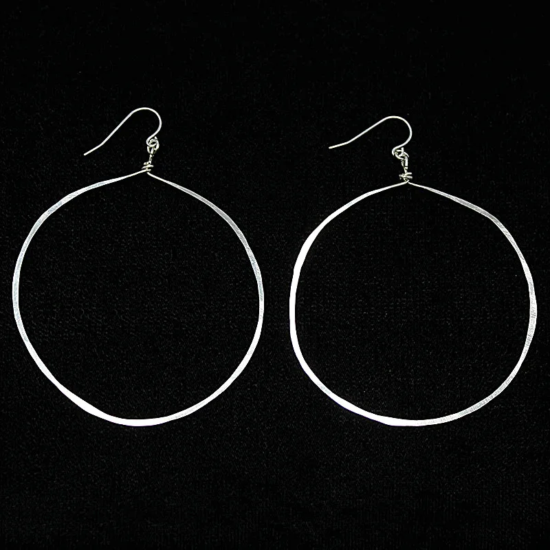 Small hoop earrings for minimalist style -Artisan Hammered Silver Hoop Earrings by Brin