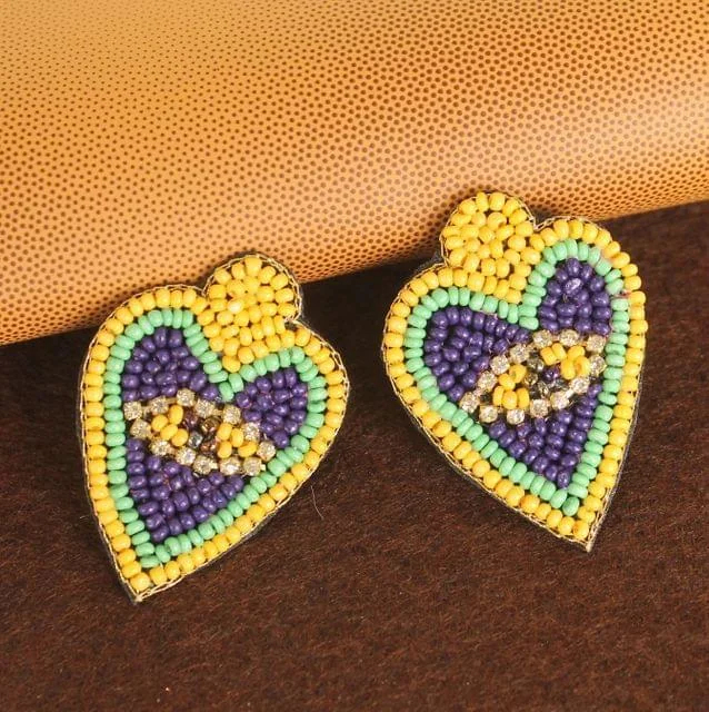 Gold ear cuffs for a bold fashion statement -Beaded Heart Earring