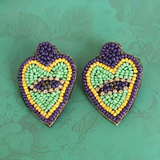 Colorful resin earrings for playful accents -Beading Heart Earring