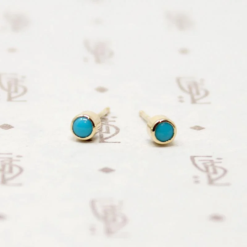 Diamond drop earrings for luxurious appeal -Bitty Little Turquoise Stud Earrings in Gold