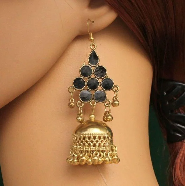 Fashion-forward ear cuffs for trendy looks -Black Afghani Jhumki Earrings