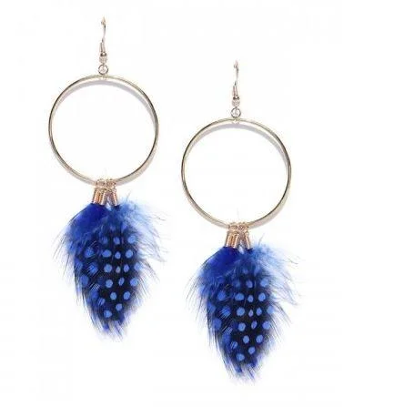 Large silver hoop earrings for statement style -BluEarringse Gold-Plated Circular Drop