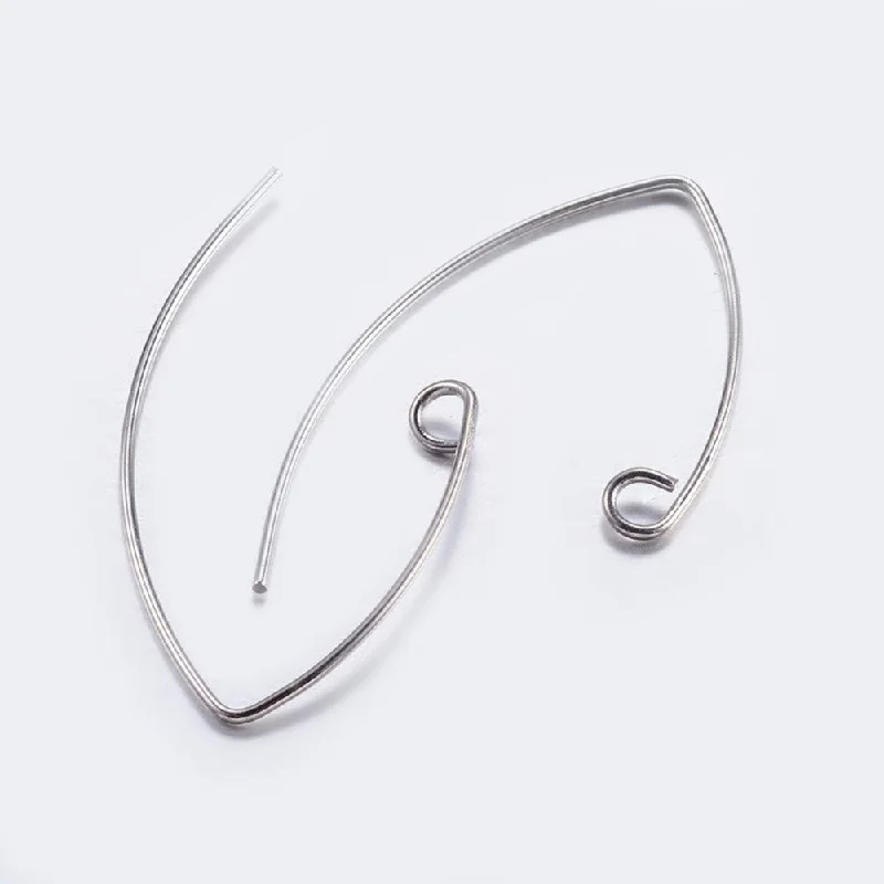 Stylish hoop earrings for casual outfits -Brass Ear Wire with Horizontal Loop Earring Hooks 29x15mm