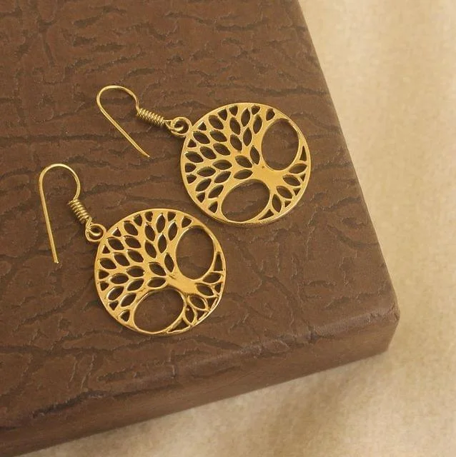 Handmade silver earrings for unique designs -Brass Earring Golden For Girls