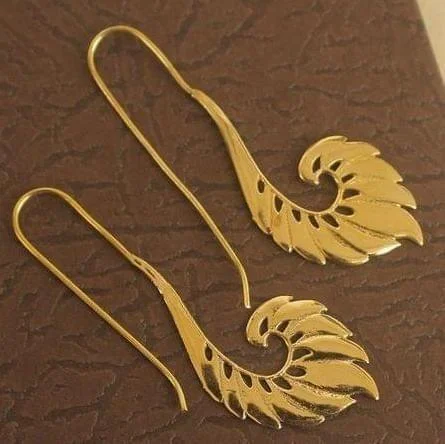 Elegant drop earrings for formal parties -Brass Earring Golden For Girls