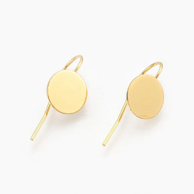 Silver drop earrings for versatile fashion -Brass Nickel Free Micro Plated Gold Earring Hooks 24x10mm