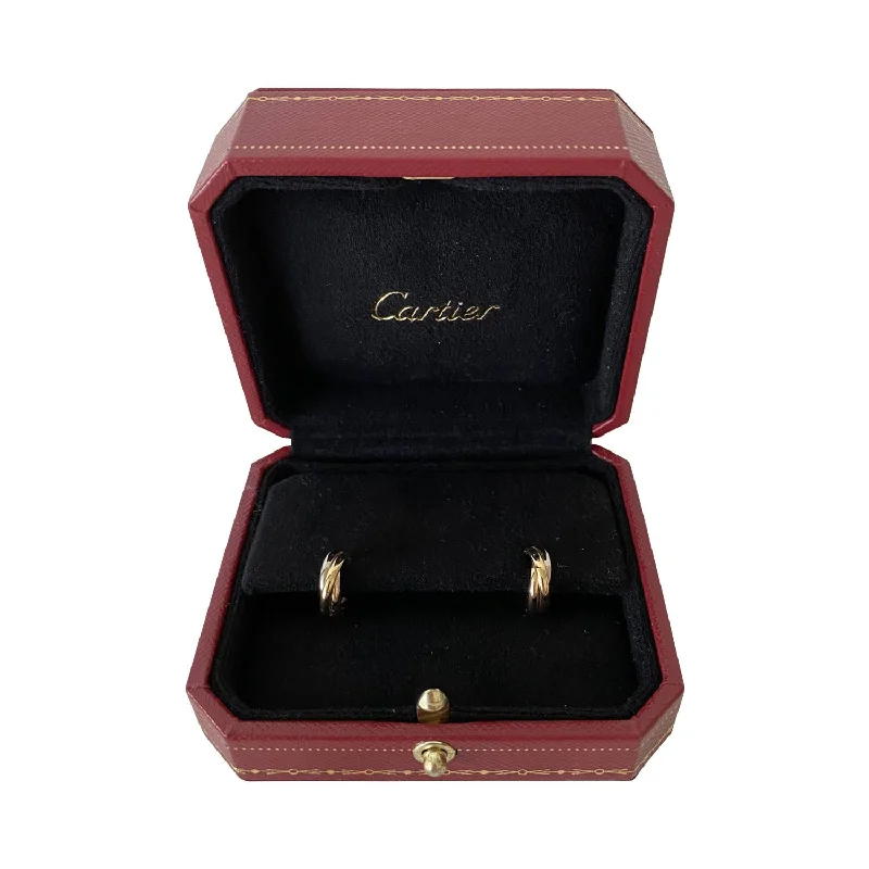 Cute animal-shaped earrings for quirky style -Cartier White Yellow Rose Gold Trinity Earrings