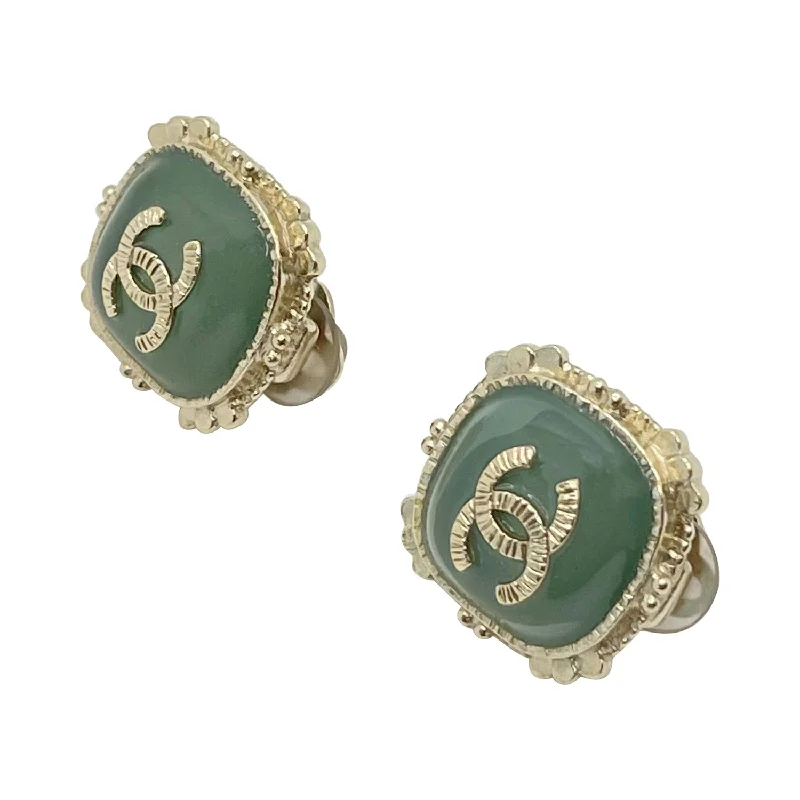 Crystal ear cuffs for a stylish touch -Chanel CC Logo Stud Earrings