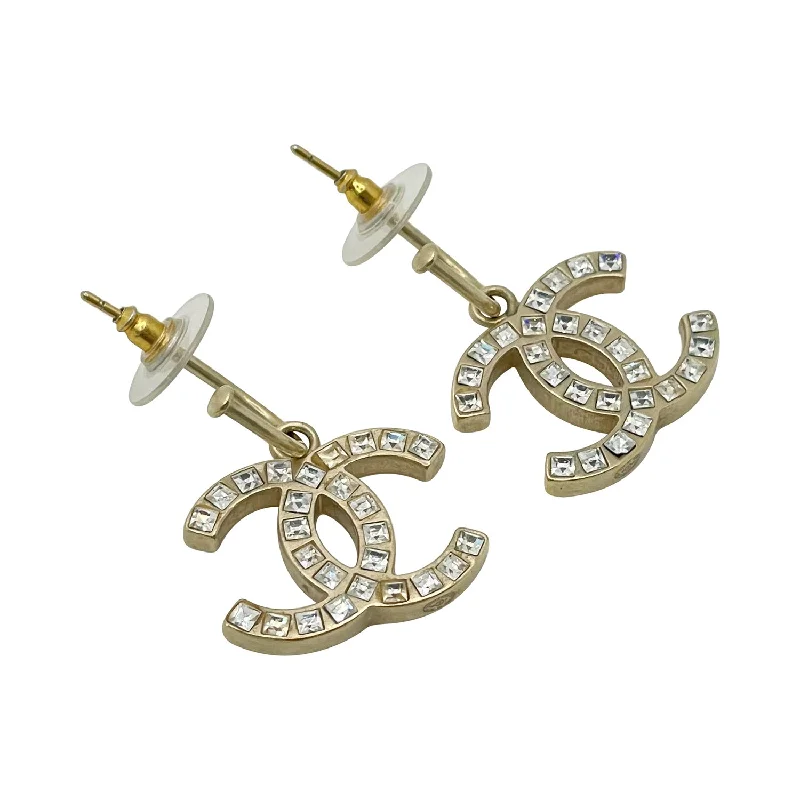 Elegant long drop earrings for formal wear -Chanel CC Logo Stud Earrings