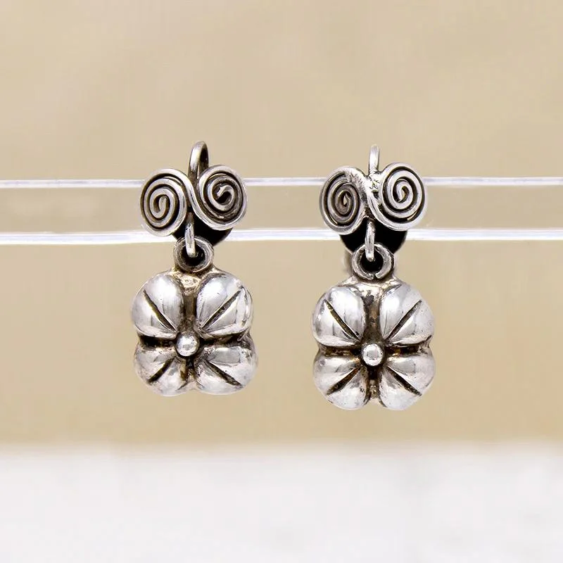 Simple pearl drop earrings for everyday elegance -Darling Sterling Silver Flower Drop Earrings