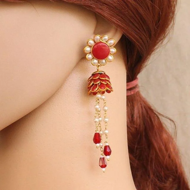 Vintage crystal earrings for retro-inspired looks -Designer Beaded Crystal Pacchi Earring