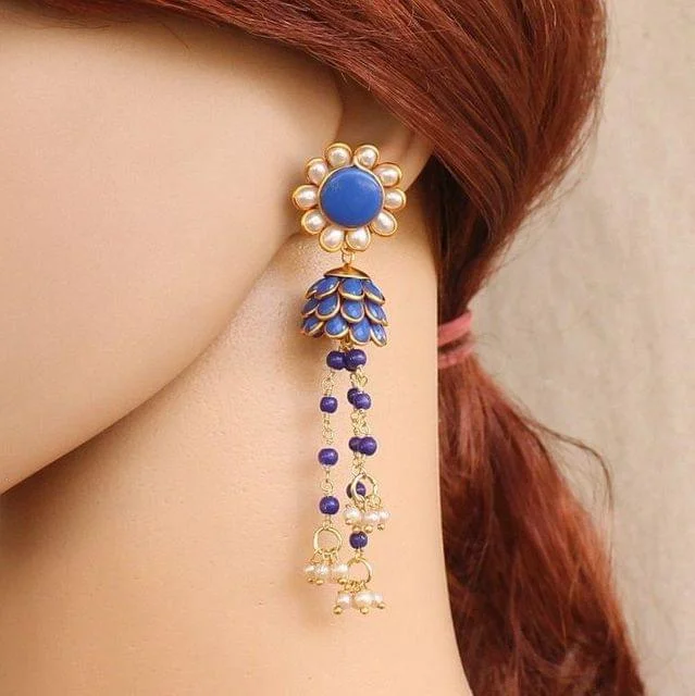 Statement earrings for trendy outfits -Designer Beaded Pacchi Earring