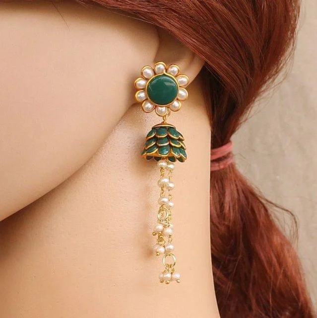 Stylish hoop earrings for casual outfits -Designer Beaded Pacchi Earring