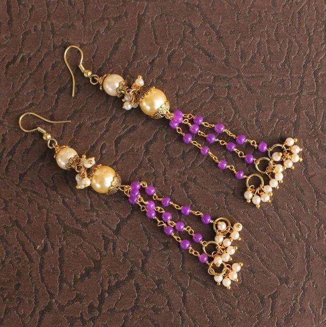 Crystal drop earrings for formal occasions -Designer Beaded Pearl Earring