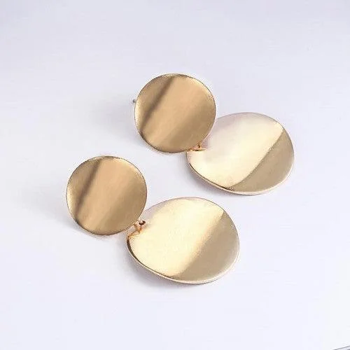 Elegant gold earrings for refined looks -Elegant Circular Unique Metal Brilliant Drop Earrings For Women/Girls