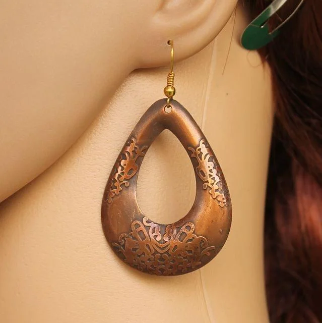 Elegant long drop earrings for formal wear -Fashion Acrylic Earring For Girls Copper